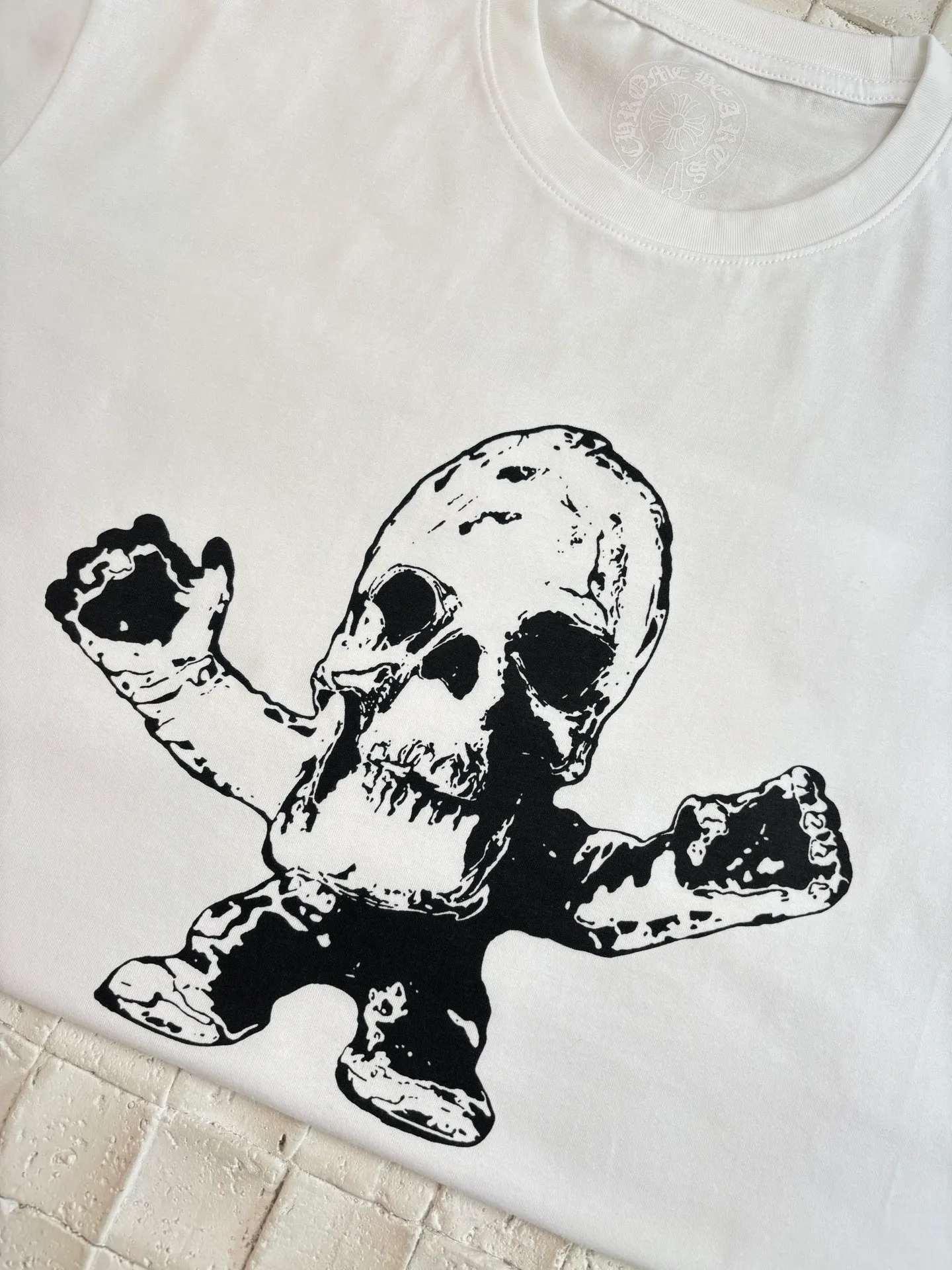 🅿️270 Come Hearts*/Cro Heart 25Ss new FOTI skull printed short-sleeved T-shirt. The fabric is made of 26-woven 200g cotton. The printing is made of black ink. Water slurry printing. Customized supporting accessories. Size: S/M/L